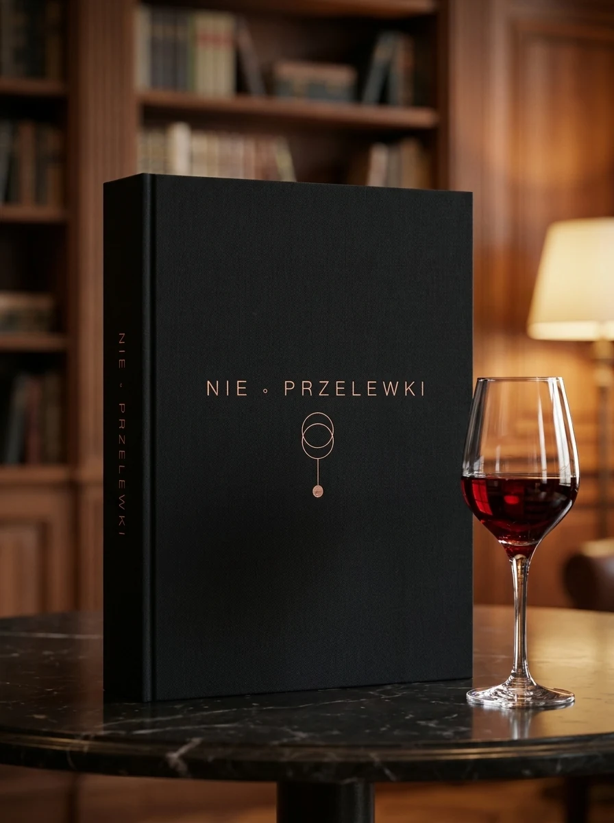 Czarna forma książki - okładka, na tle regału z książkami