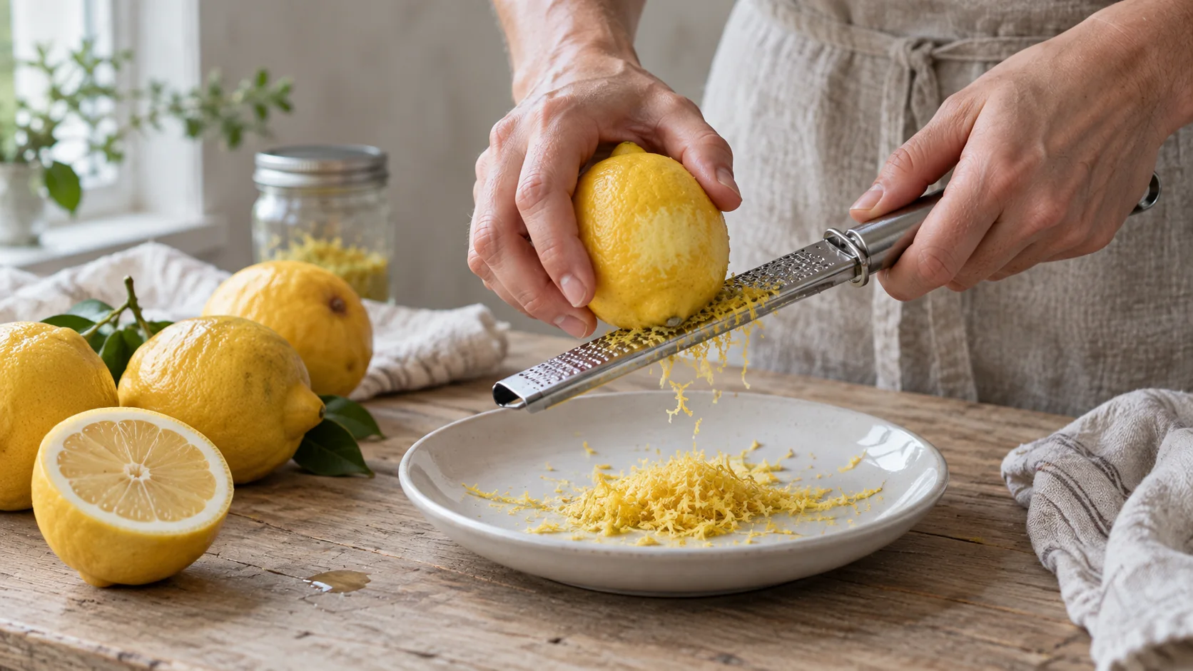 Grating yellow zest from a lemon - homemade lemon infusion recipe