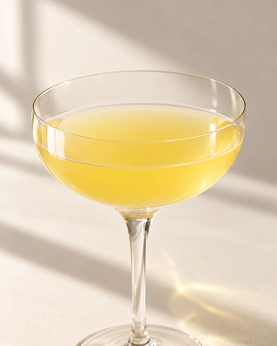 Pale yellow, opalescent Lemon in a modern coupe glass