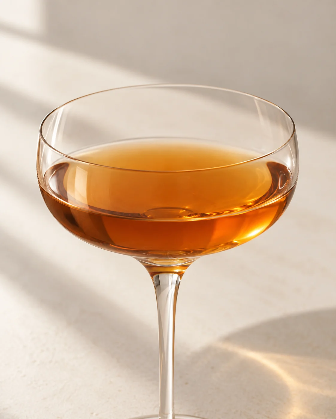 Shallow modern glass with amber Mirabelle Plum