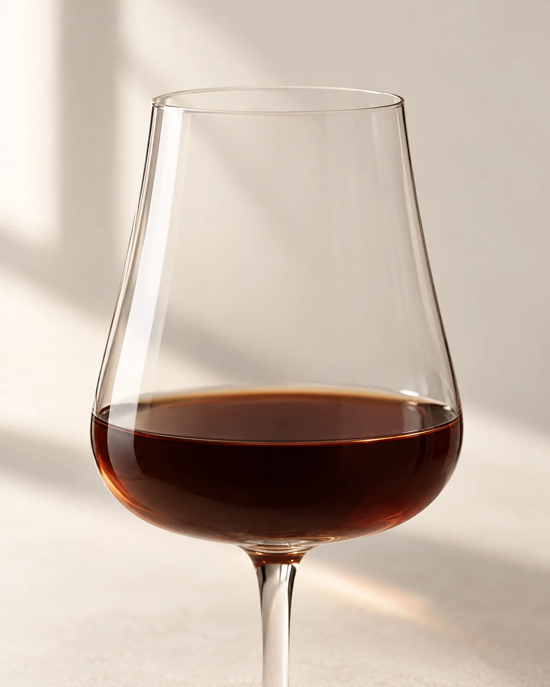 Macro of dark brown Burnt Orange in a modern glass